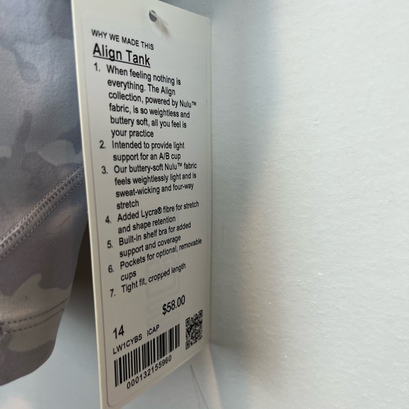 Lululemon Align Tank 14 white gray camo top - Picture 7 of 10